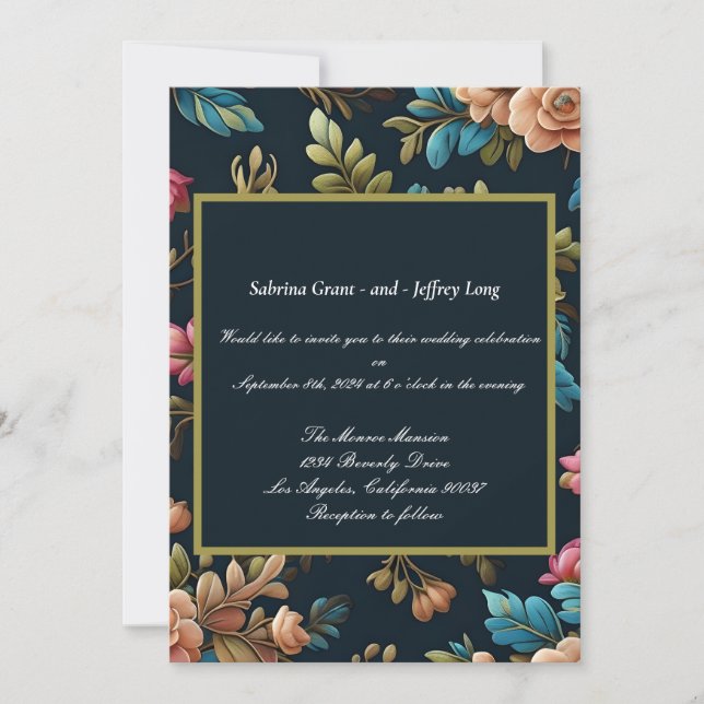 Vintage Floral Wedding Invitation (Front)