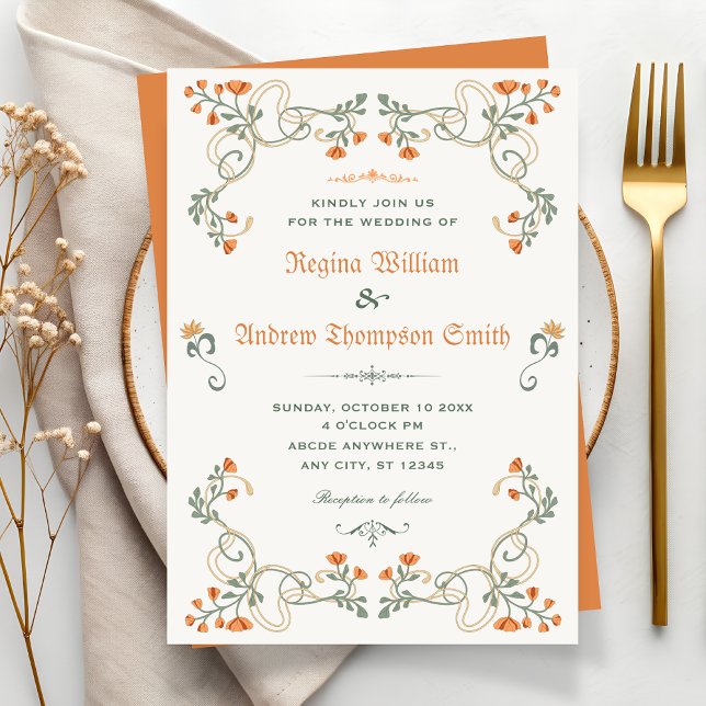 Vintage floral wedding invitation (Creator Uploaded)