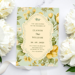 Vintage floral wedding  invitation