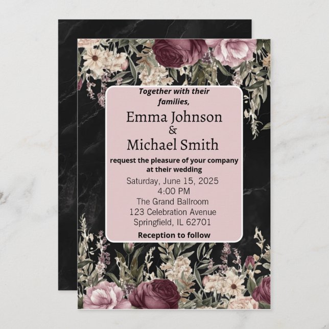 Vintage Floral Wedding Invitation (Front/Back)
