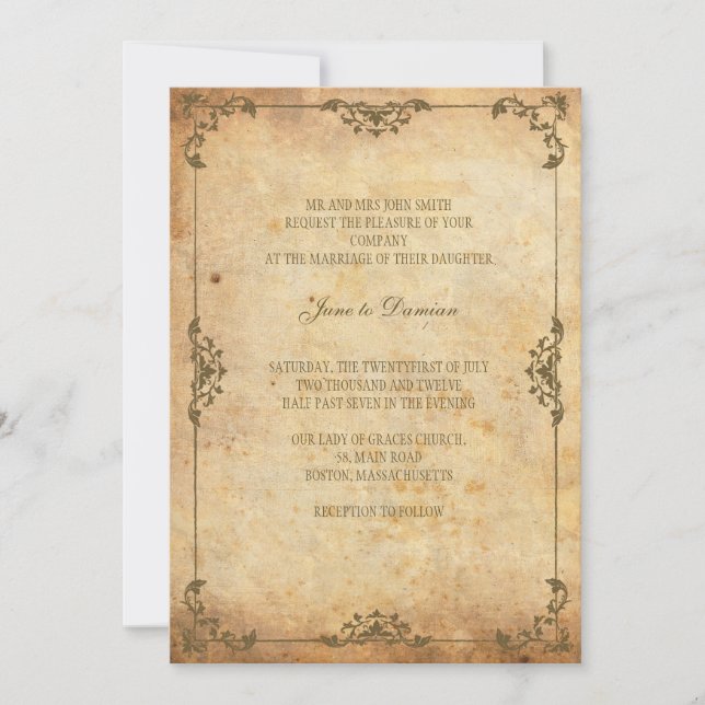 Vintage Floral Wedding Invitation (Front)