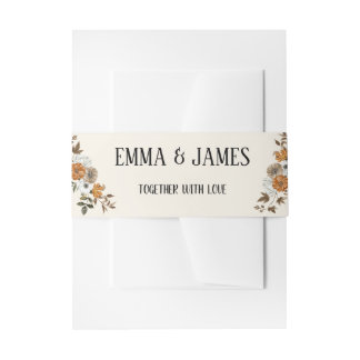 Vintage Floral Wedding Invitation Belly Band