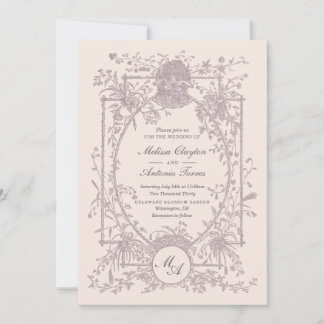 Vintage Floral Wedding Invitation Botanical Frame