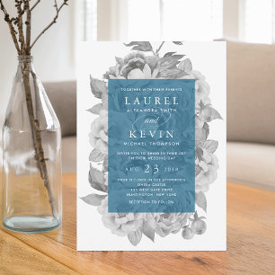 Vintage Floral Wedding Invitation   Cerulean