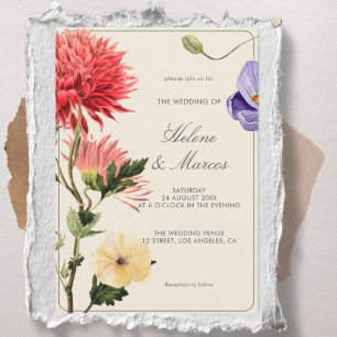 Vintage Floral Wedding Invitation Elegant Botanica