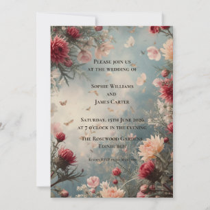 Vintage Floral Wedding Invitation   Moody Botanica