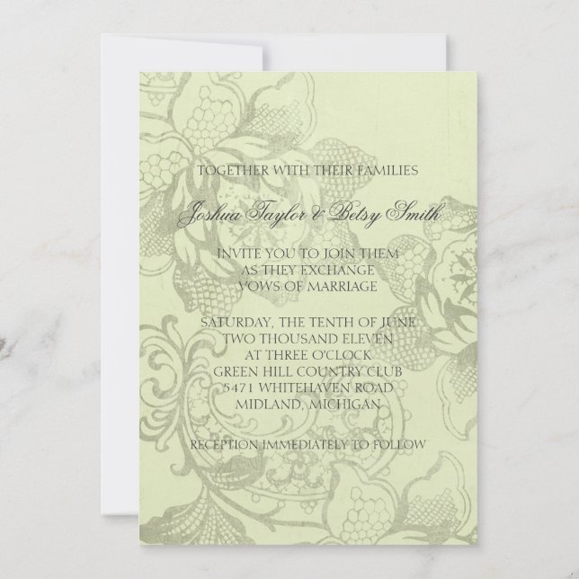 Vintage Floral Wedding Invitations (Back)