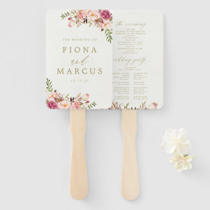 Vintage Floral Wedding Program Hand Fan