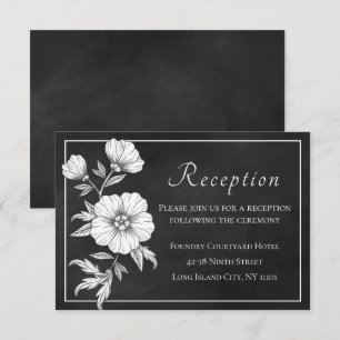 Vintage Floral Wedding Reception Black Chalkboard Invitation