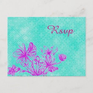 Vintage Floral Wedding RSVP Postcard