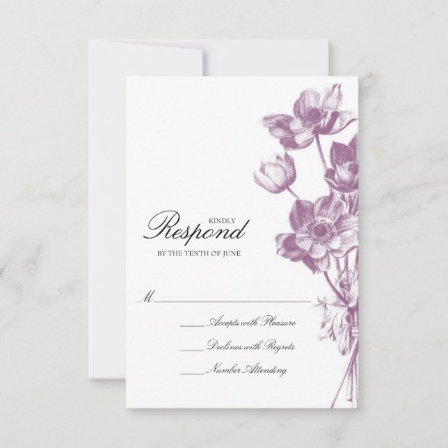 Vintage Floral Wedding RSVP / White (Front)