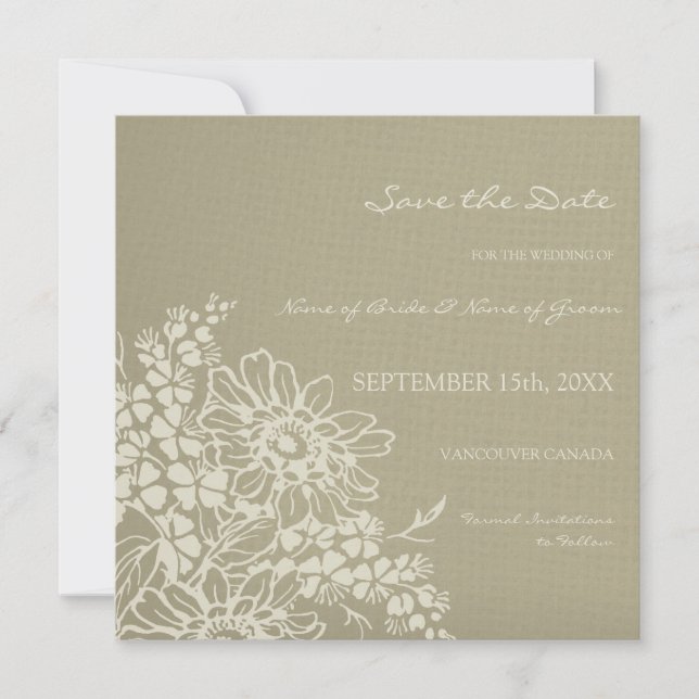 Vintage Floral Wedding Save the Date Card (Front)