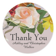 Vintage Floral Wedding / Shower Thank You Sticker
