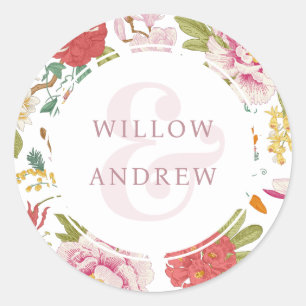 Vintage Floral Wedding Sticker
