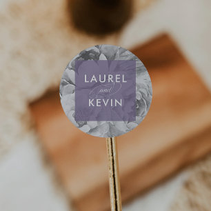 Vintage Floral Wedding Stickers   Violet
