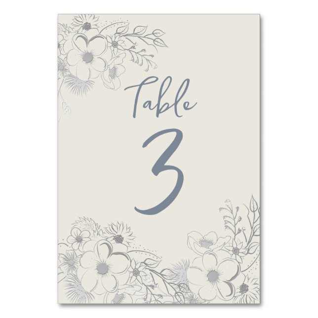 Vintage Floral Wedding Table Number (Front)