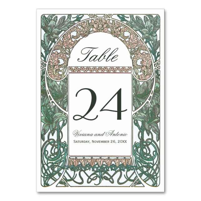 Vintage Floral Wedding Table Numbers I (Front)