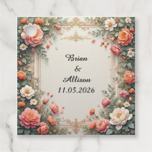 💐 Vintage Floral Wedding Tags Custom Name
