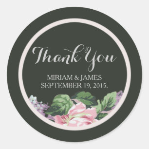 Vintage Floral Wedding   Thank You Sticker