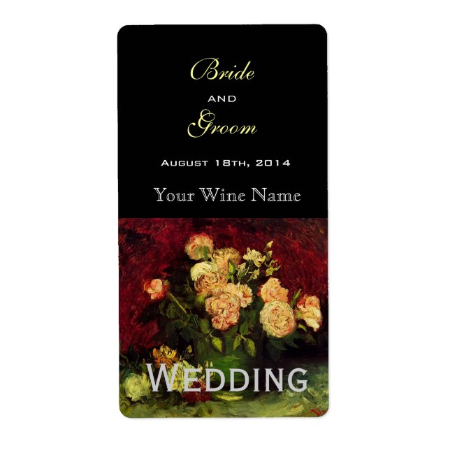 Vintage floral wedding wine labels (Front)