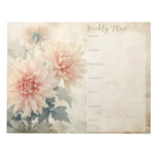 Vintage Floral Weekly Planner Stationery Notepad