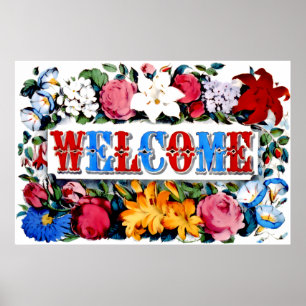 Vintage Floral Welcome Home Poster Print