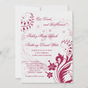 Vintage Floral White and Red Wedding Invitation