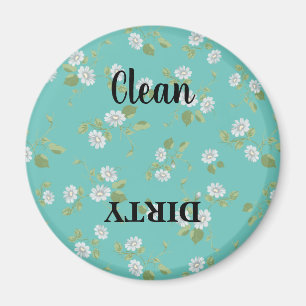 Vintage Floral White Daisies French Country Teal Magnet