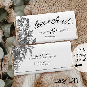 Vintage Floral White DIY Candy Bar Favor Wrapper