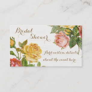 Vintage Floral Whitewash Spring Bridal Shower Business Card
