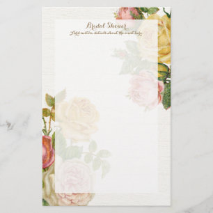 Vintage Floral Whitewash Spring Bridal Shower Stationery