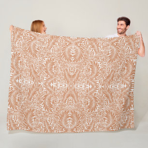 Vintage Floral William Morris Willow Bough Rust Fleece Blanket