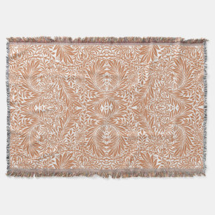 Vintage Floral William Morris Willow Bough Rust Throw Blanket