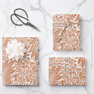 Vintage Floral William Morris Willow Bough Rust Wrapping Paper Sheet