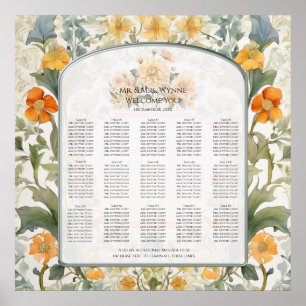 Vintage Floral William Morris Yellow Seating Chart