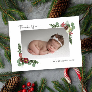 Vintage Floral Winter - Flat Thank You 