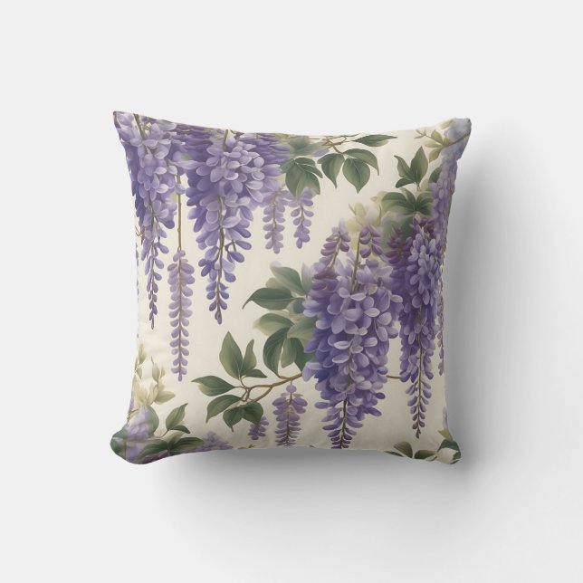 Vintage Floral Wisteria Cushion (Front)