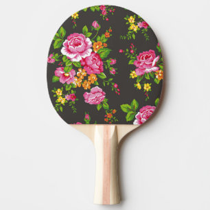 Vintage Floral with Pink Roses Ping Pong Paddle