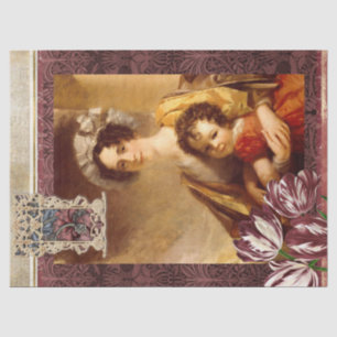 Vintage Floral Woman Burgundy William Morris Art   Tissue Paper