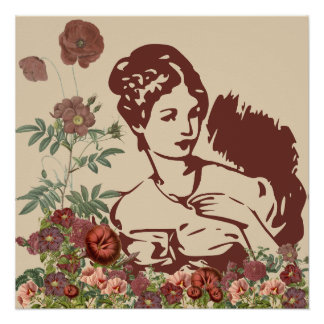 Vintage Floral Woman Poster
