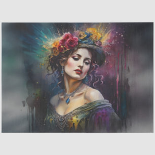 Vintage Floral Woman Rainbow Romantic Tissue Paper
