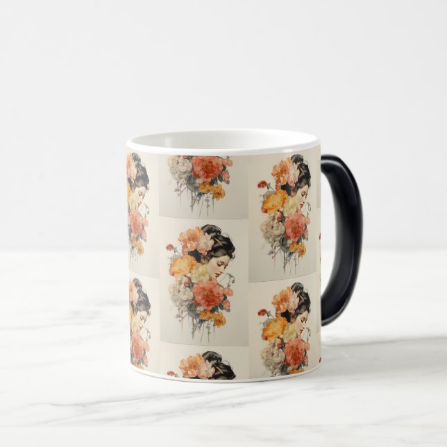 Vintage Floral Woman – Timeless Elegance Magic Mug (Front Right)
