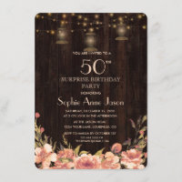 Vintage Floral Wood Old Lanterns 50 Birthday Party