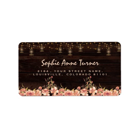 Vintage Floral Wood Old Lanterns Weddin Address Label