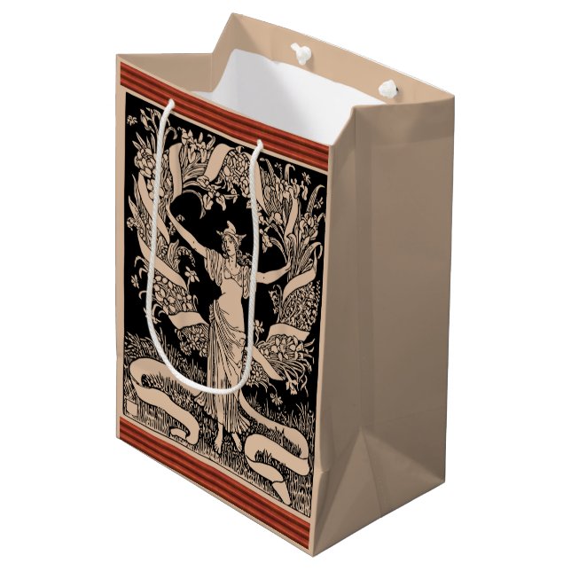 Vintage Floral Wreath Gift Bag (Front Angled)