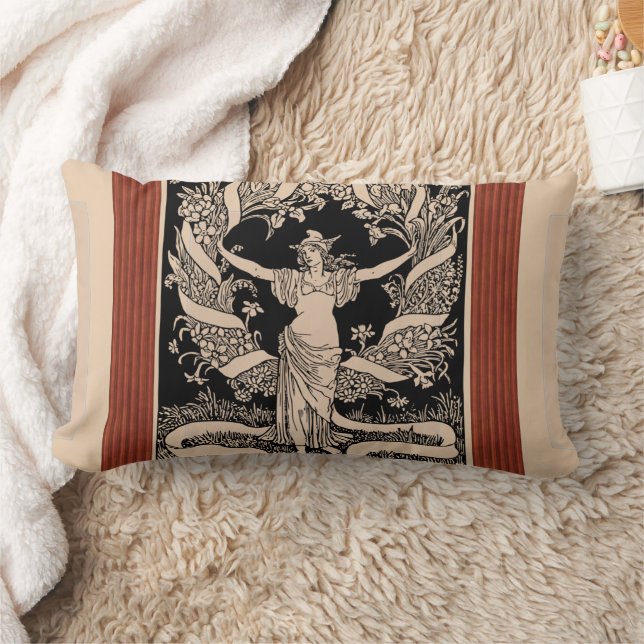 Vintage Floral Wreath Lumbar Pillow (Blanket)