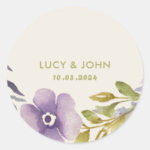 Vintage Floral Wreath Wedding Favour Tags Lavender