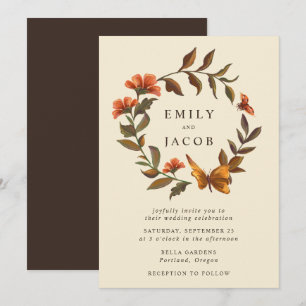 Vintage Floral Wreath Wedding Invitation