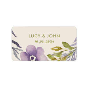 Vintage Floral Wreath Wedding Lavender Lilac Label