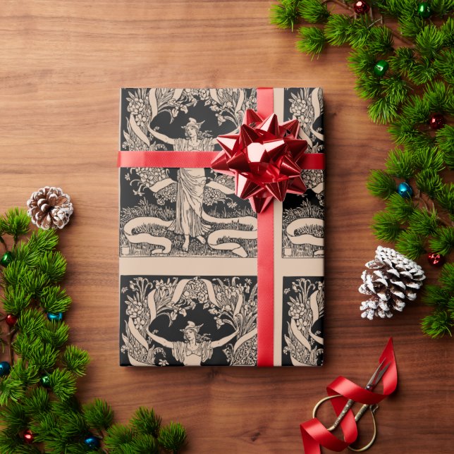 Vintage Floral Wreath Wrapping Paper (Holiday Gift)